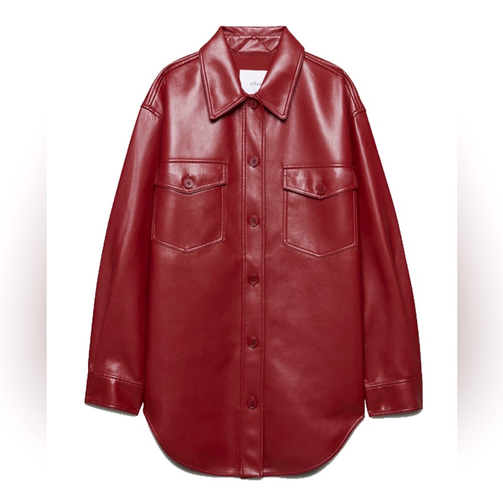 Aritzia Wilfred Vegan Leather Ganna Jacket Garnet Red Size S